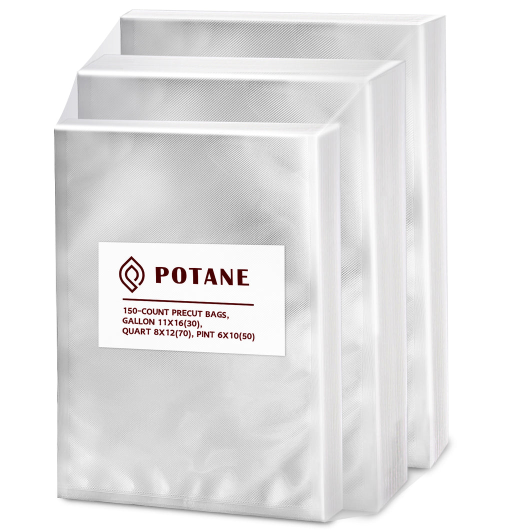 POTANE Precut Bags for Food 150 Gallon 11x16, Quart 8x12, Pint 6x10, S –  Potane