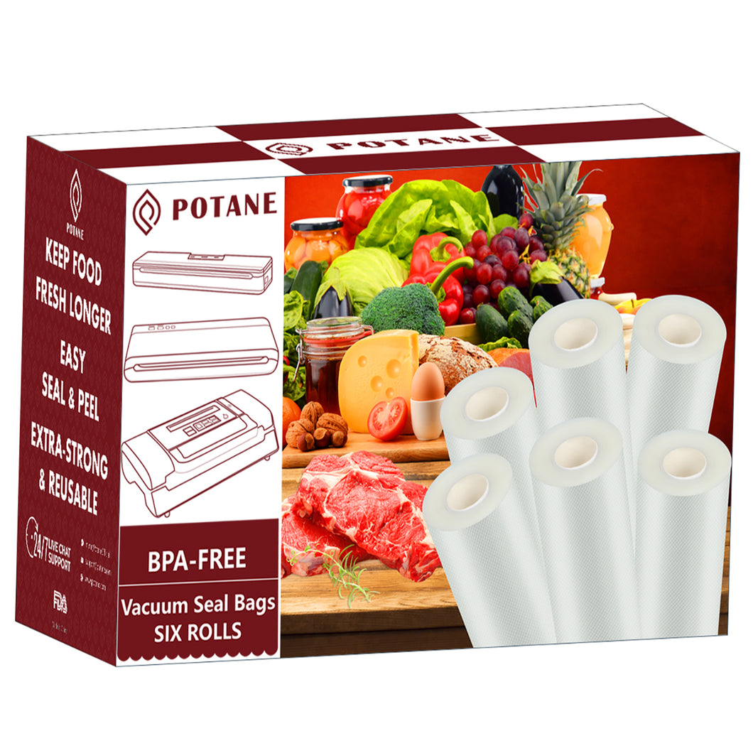Pskang Vacuum Sealer Bags Rolls - 11x16 Feet, 3 Rolls, BPA Free Heavy Duty Food Storage Bags For Sous Vide & Freezer